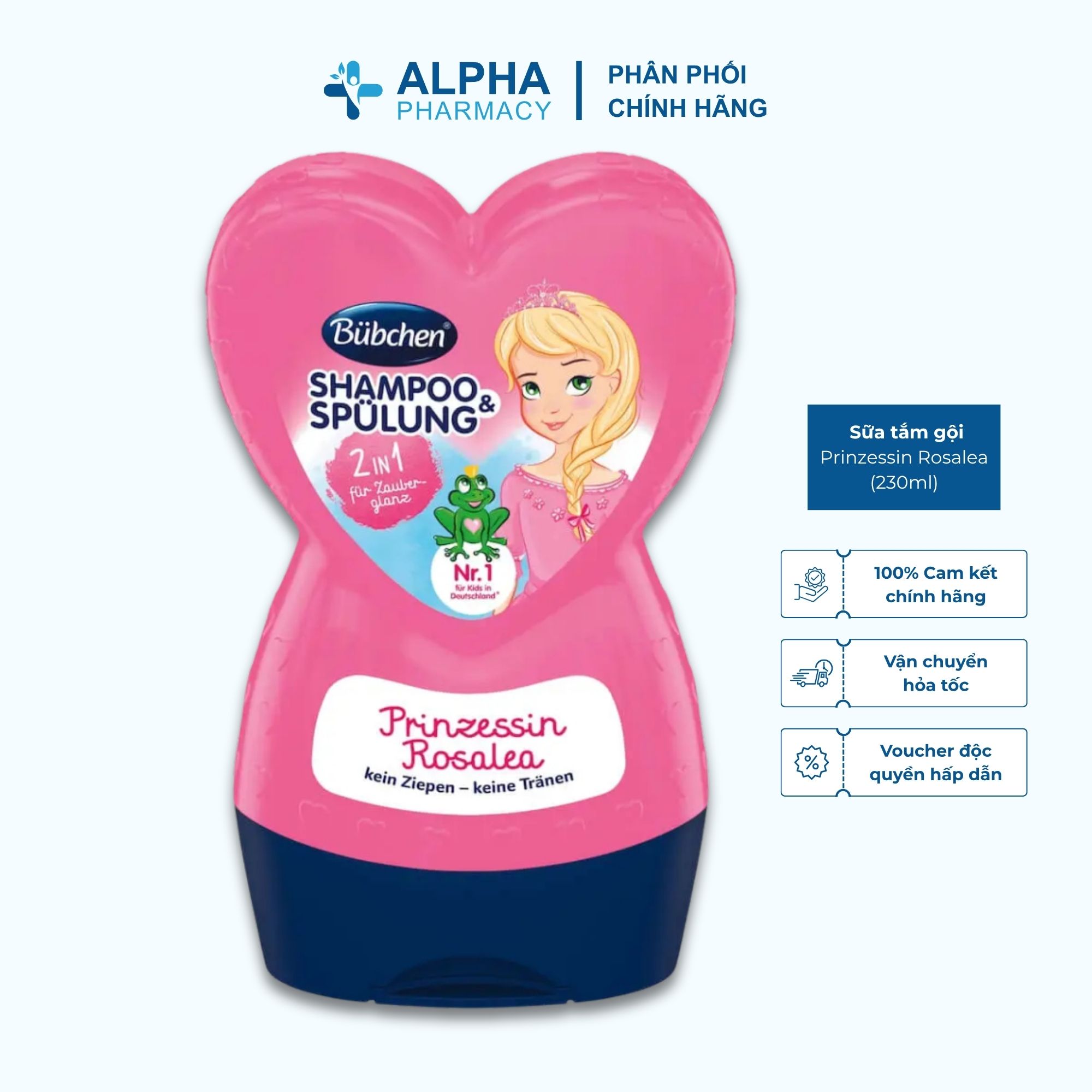 Sữa Tắm Gội Cho Trẻ Em Bubchen Shampoo & Spülung Prinzessin Rosalea – 230ml