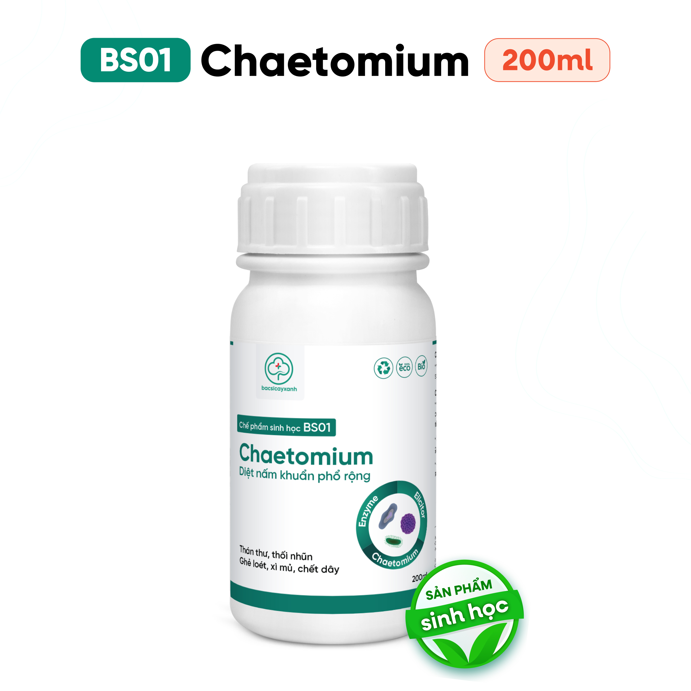 Combo Ngăn Nứt Thân Xì Mủ BS01 Chaetomium BS06 Nano Đồng - Trị Thán Thư Thối Nhũn - Bác Sĩ Cây Xanh