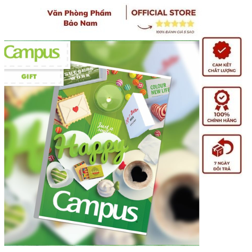 Vở Gif 80Trang Campus  ( Lốc 10 quyển) - Sản xuất theo công nghệ gáy ép keo tiên tiến của Kokuyo Nhậ