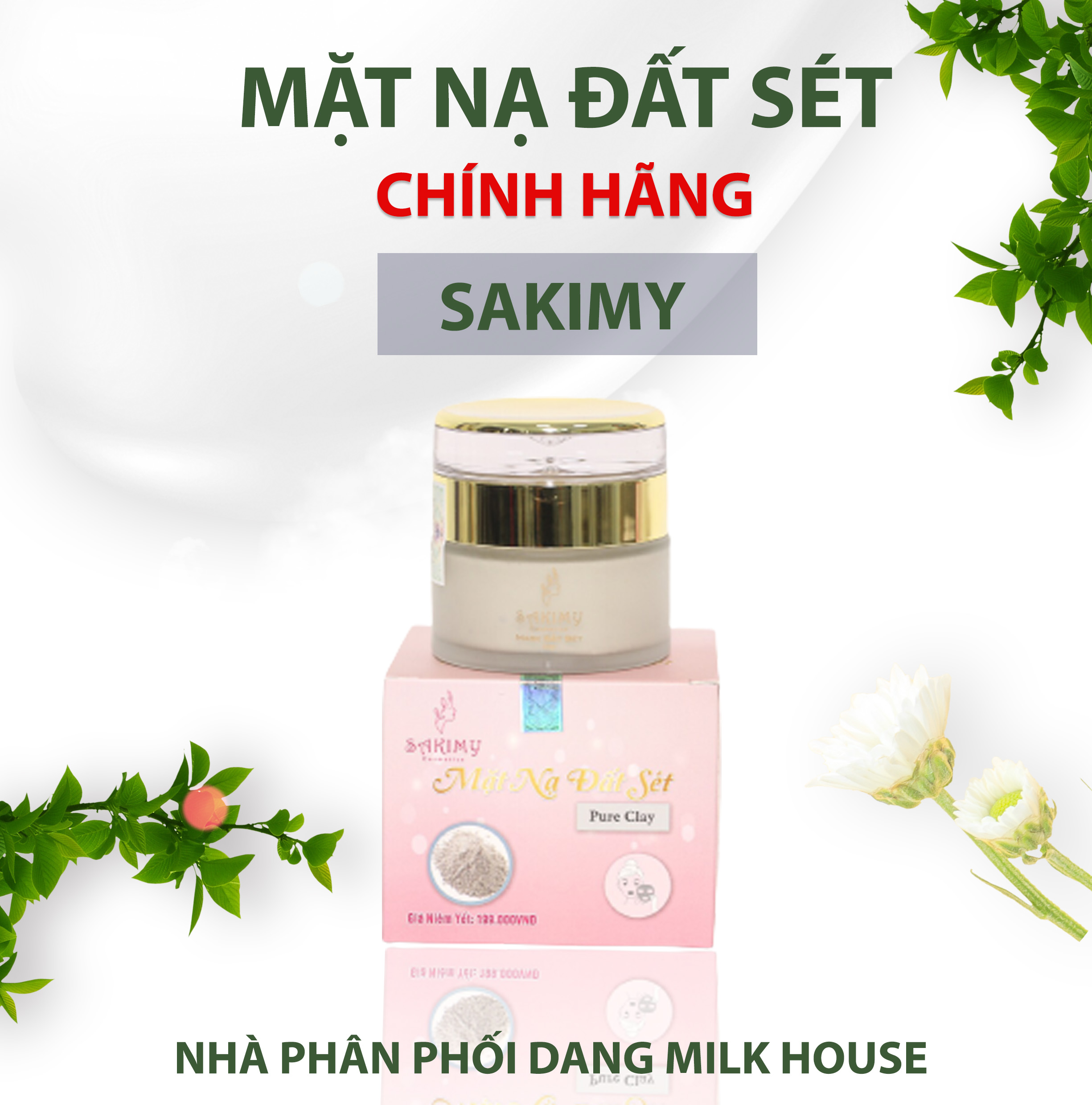 Mặt nạ đất sét SAKIMY 100% chiết xuất từ thiên nhiên an toàn lành tính cho mọi loại da