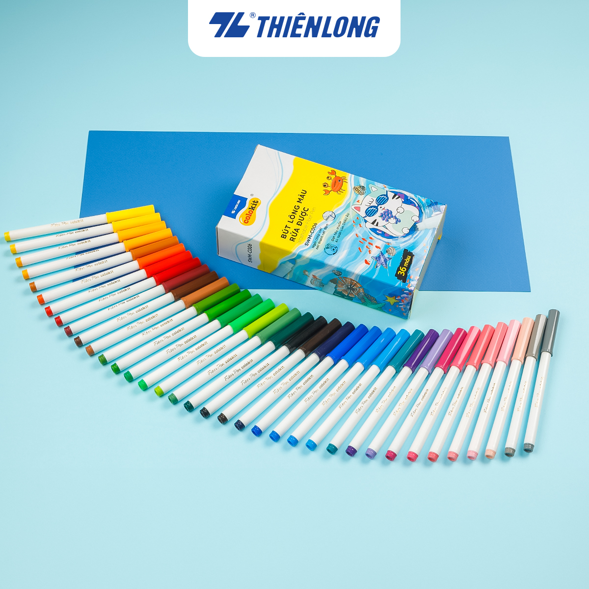 Bút lông màu Fiber Pen Thiên Long Colokit màu pastel basic retro - Bút lông màu rửa được