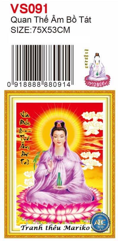 Tranh đính đá Mẹ Quan Âm VS091 Kích Thước: 75 x 53 cm