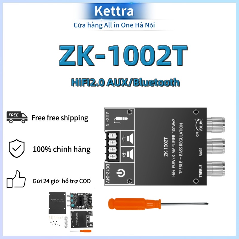 ZK-1002T HIFI 2.0 Kênh AUX / Bluetooth-Tương thích 5.0 TPA3116D2 Mô-đun âm thanh 100Wx2 Bảng mạch kh