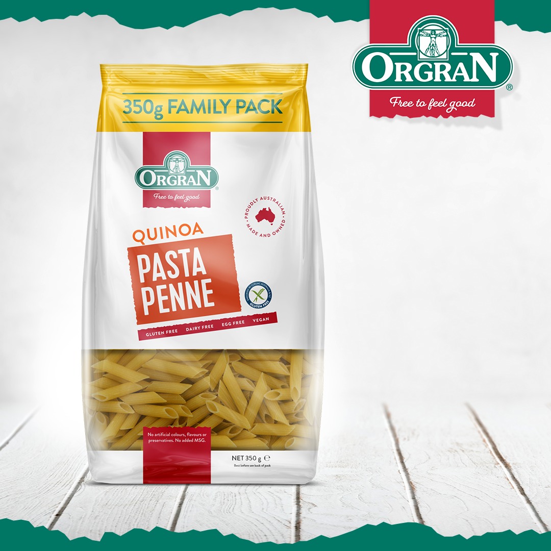 Nui hình ống to diêm mạch Vegan thuần chay Không Gluten Orgran - Gluten Free Quinoa Penne Pasta gói 