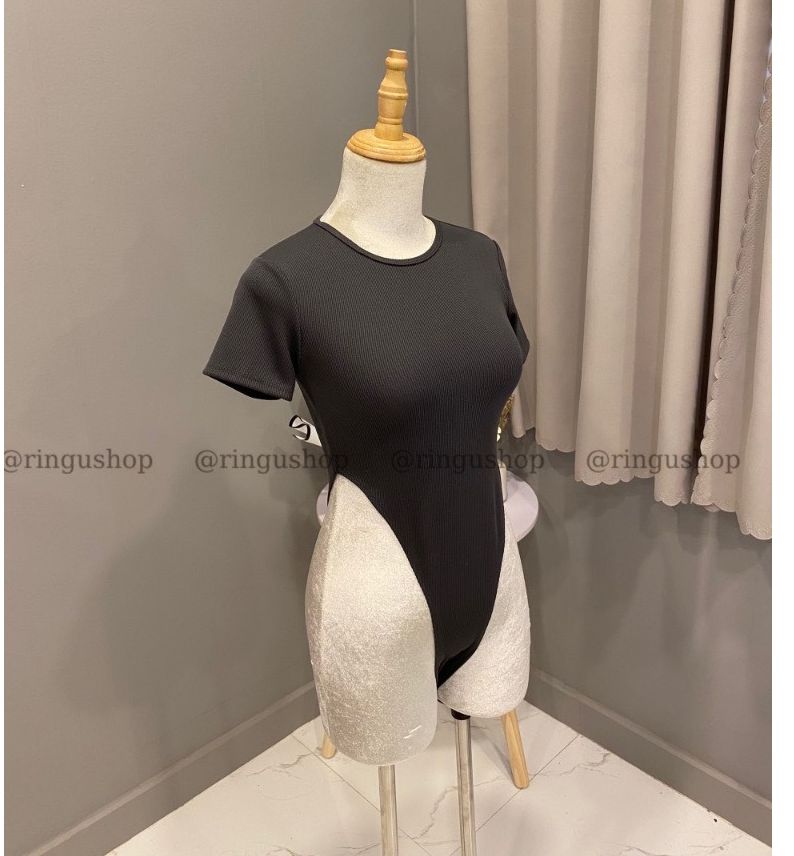 Áo Bodysuit Áo Liền Thân Cổ tròn  Tay Ngắn Áo Bodysuit khoét eo cộc tay chất thun tăm Bộ bodysuit 