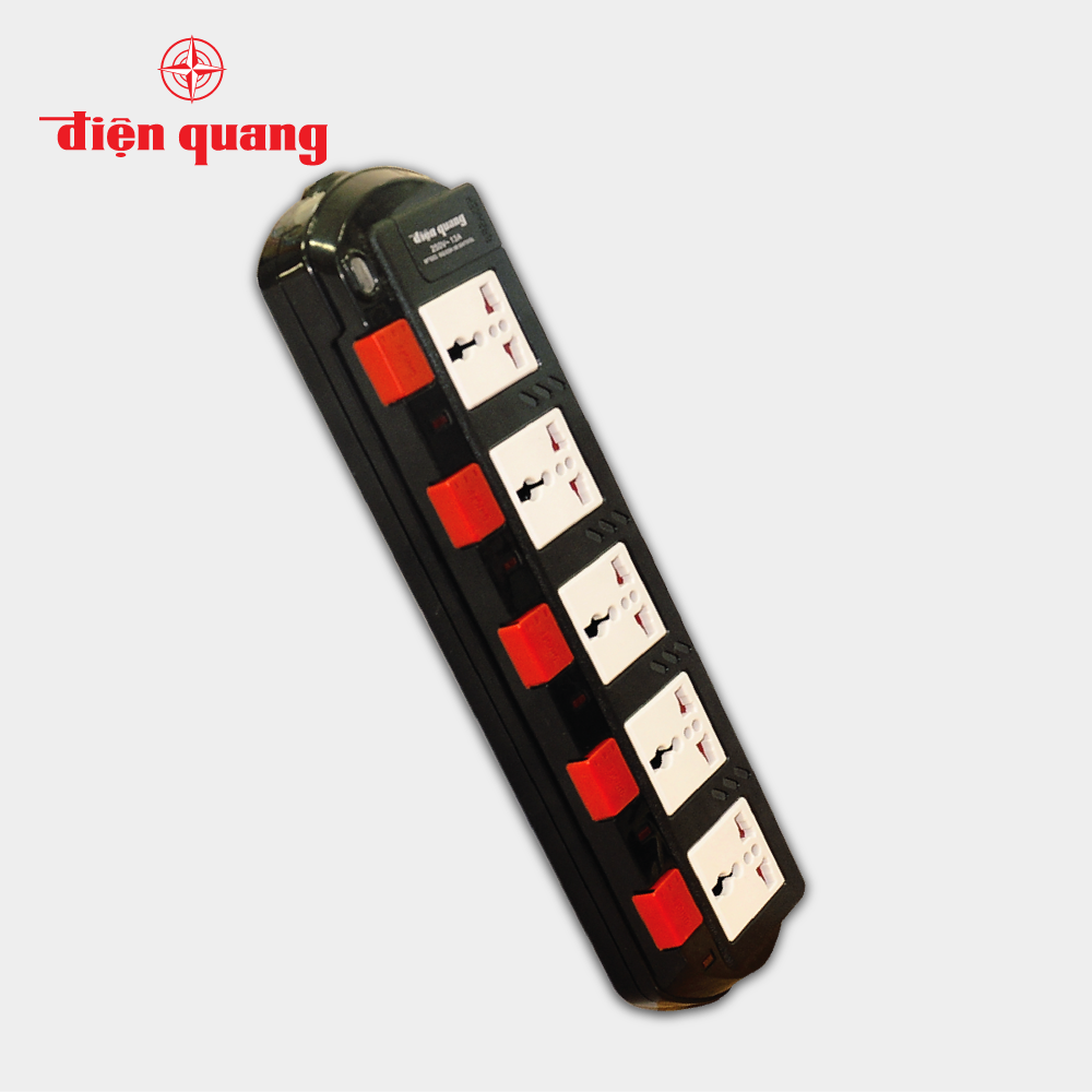 Ổ cắm Điện Quang ĐQ ESK 5B.SM750SL (5 lỗ 3 chấu dây 5 mét màu Đen Trắng Đỏ) - Tương thích nhiều loại
