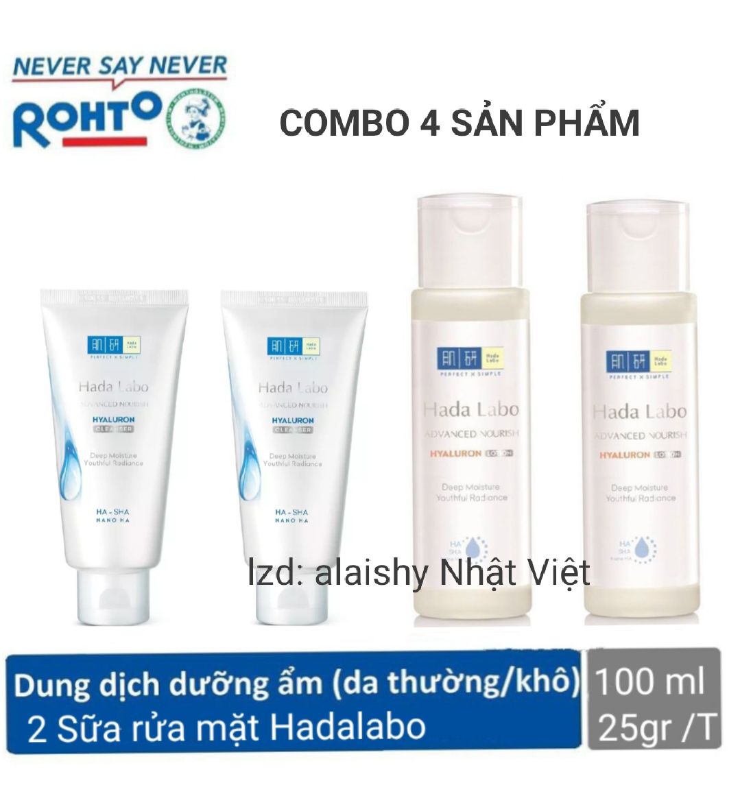 Combo Bộ Hada Labo Dưỡng Ẩm Chăm Sóc Da: Sữa Rửa Mặt Hadalabo Dưỡng Ẩm + Dung Dịch Hadalabo Dưỡng Ẩm - Combo Bộ Hadalabo Dưỡng Ẩm