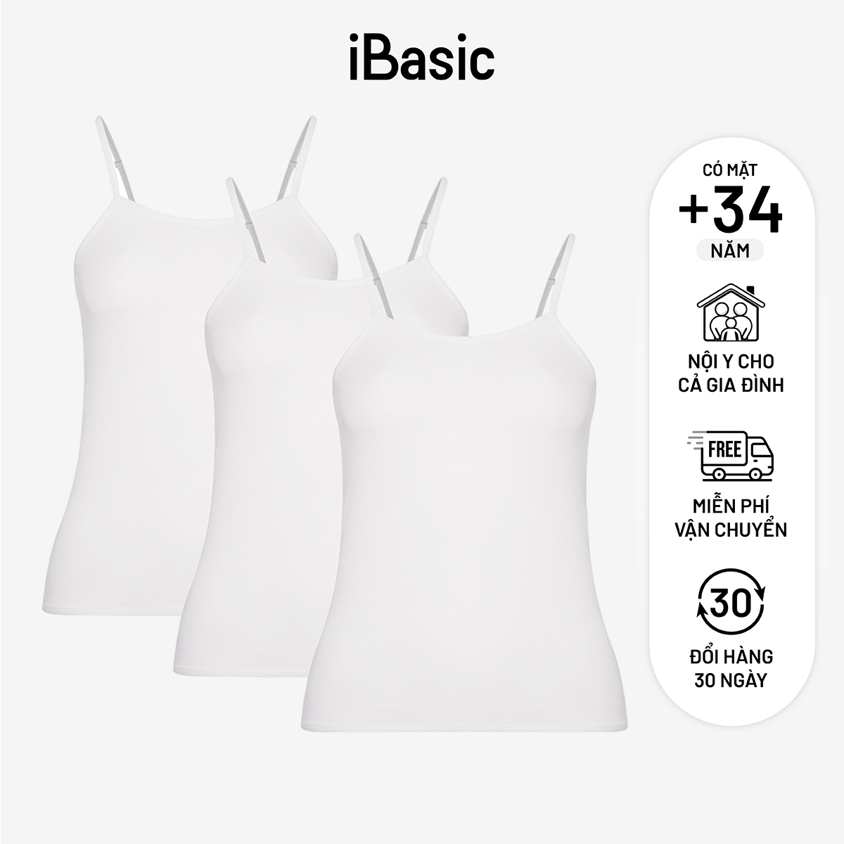 Combo 3 áo lót iBasic cami dài VA112
