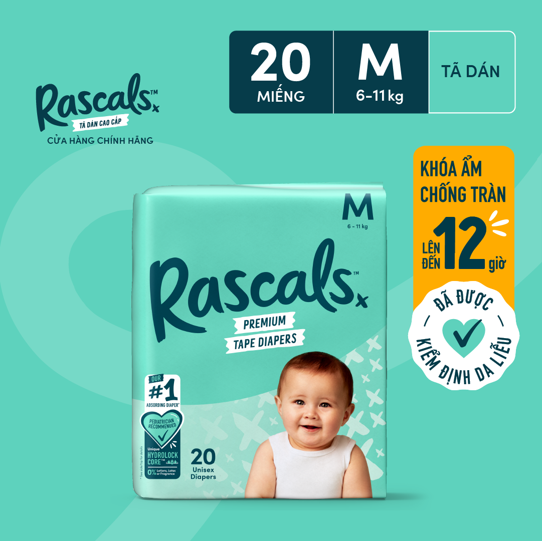 Tã/Bỉm Dán Rascals Size M (6-11kg) 20 miếng