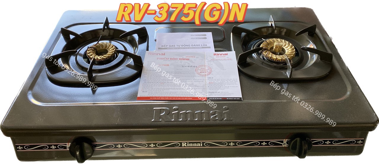 Bếp Gas Đôi Rinnai RV-375(G)N Tiết kiệm gas mới 100% - Bảo Hành 2 Năm Chính Hãng