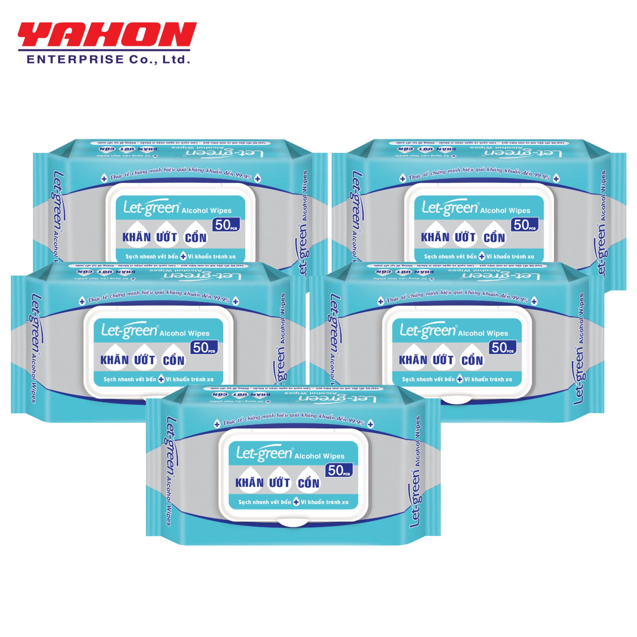 [HCM] Lốc 5 Bao Khăn Ướt Cồn Let-Green 50 miếng/bao