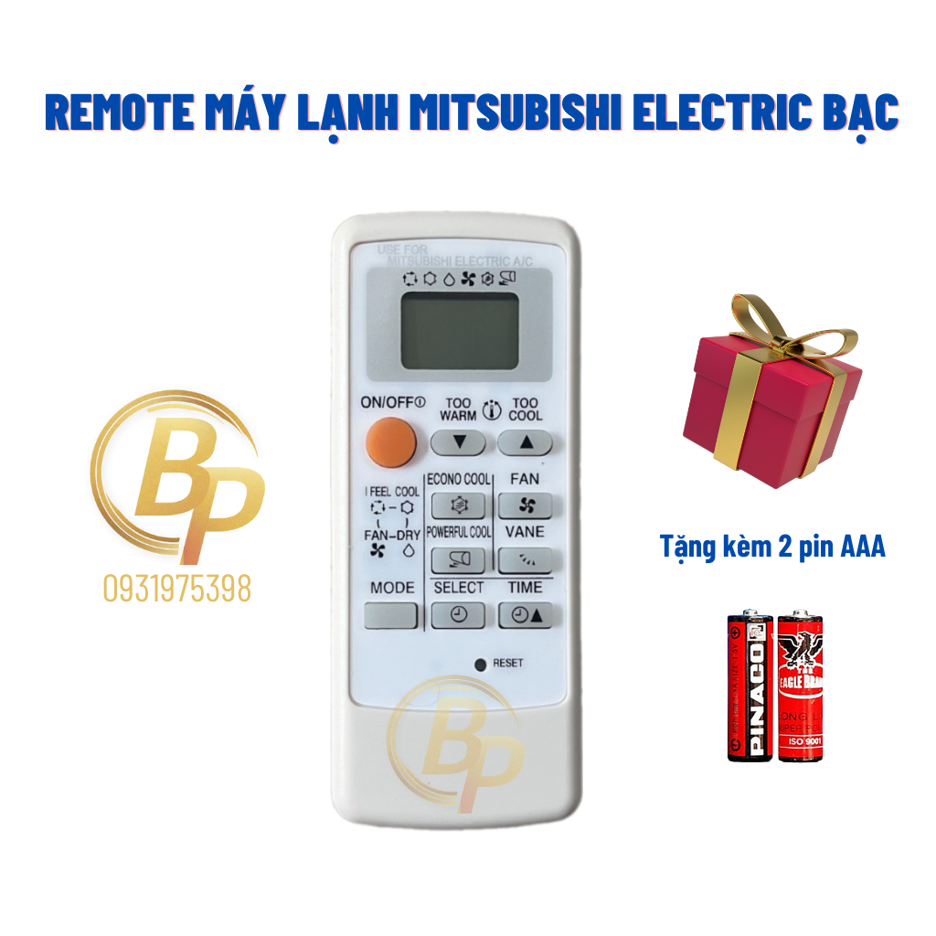 REMOTE MÁY LẠNH MITSUBISHI ELECTRIC INVERTER MP08B - ĐIỀU KHIỂN MÁY LẠNH MITSUBISHI ELECTRIC BẠC