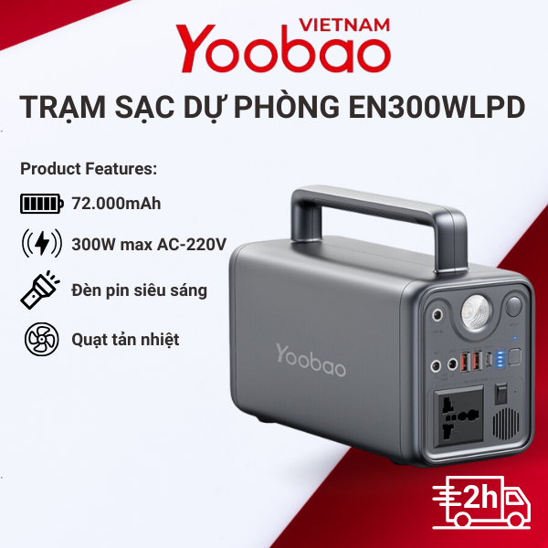 [TẶNG KÈM CÁP] Trạm sạc dự phòng Yoobao EN300 WLPD Dung lượng siêu khủng 72000mAh / 300WL / sạc nhan