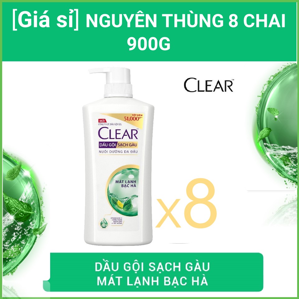[Hcm][Giá Sỉ] Nguyên Thùng Dầu Gội Clear Bạc Hà 900Gx8