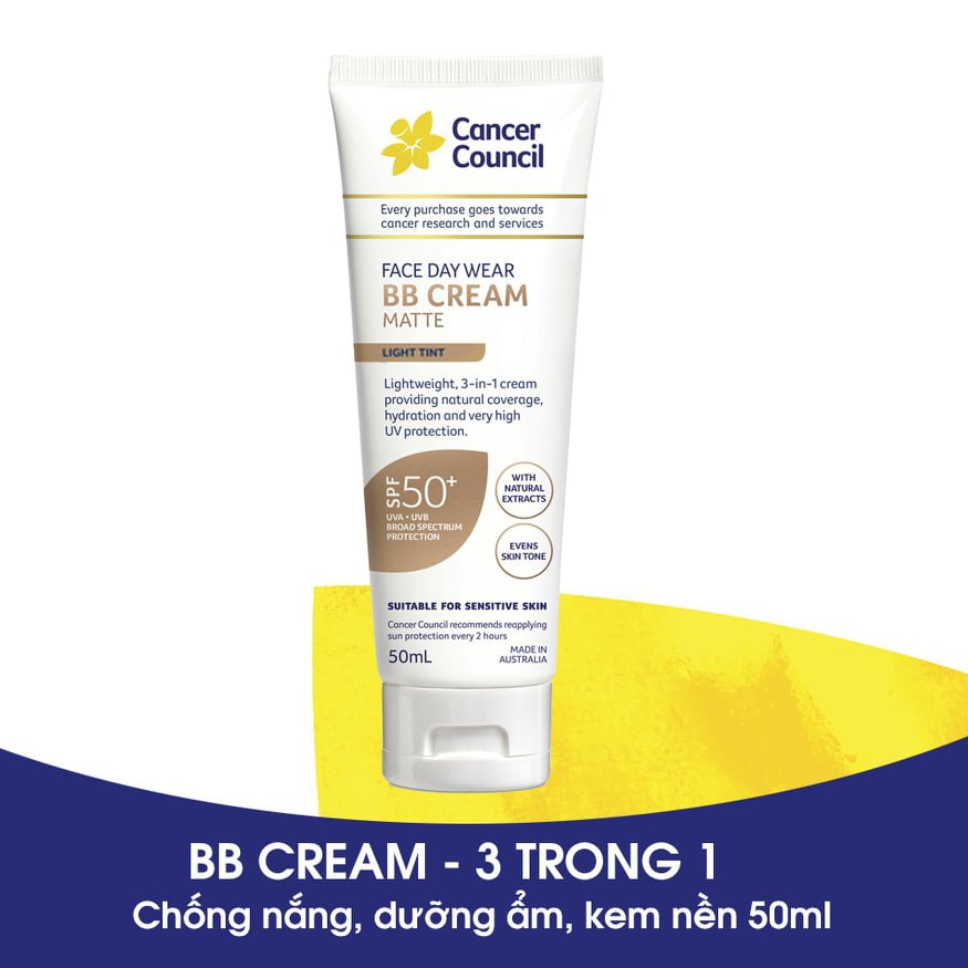 Kem Chống Nắng Cancer Council - Bb Cream Mate Spf 50+/Pa++++ 50Ml (Dòng Da Mặt)