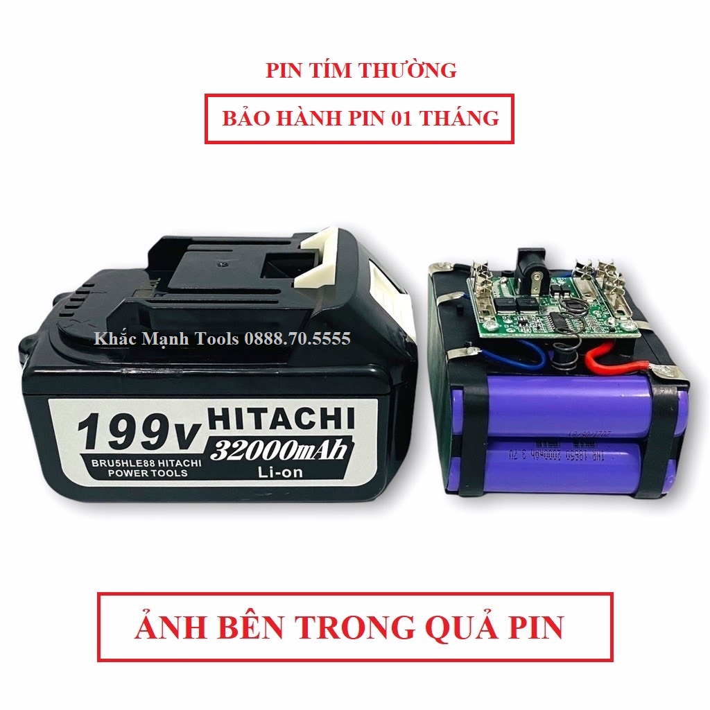 (Pin 10 cell ) Pin HITACHI dùng cho máy siết bulong máy khoan HITACHI 88v99v118v 199v - 10 cell