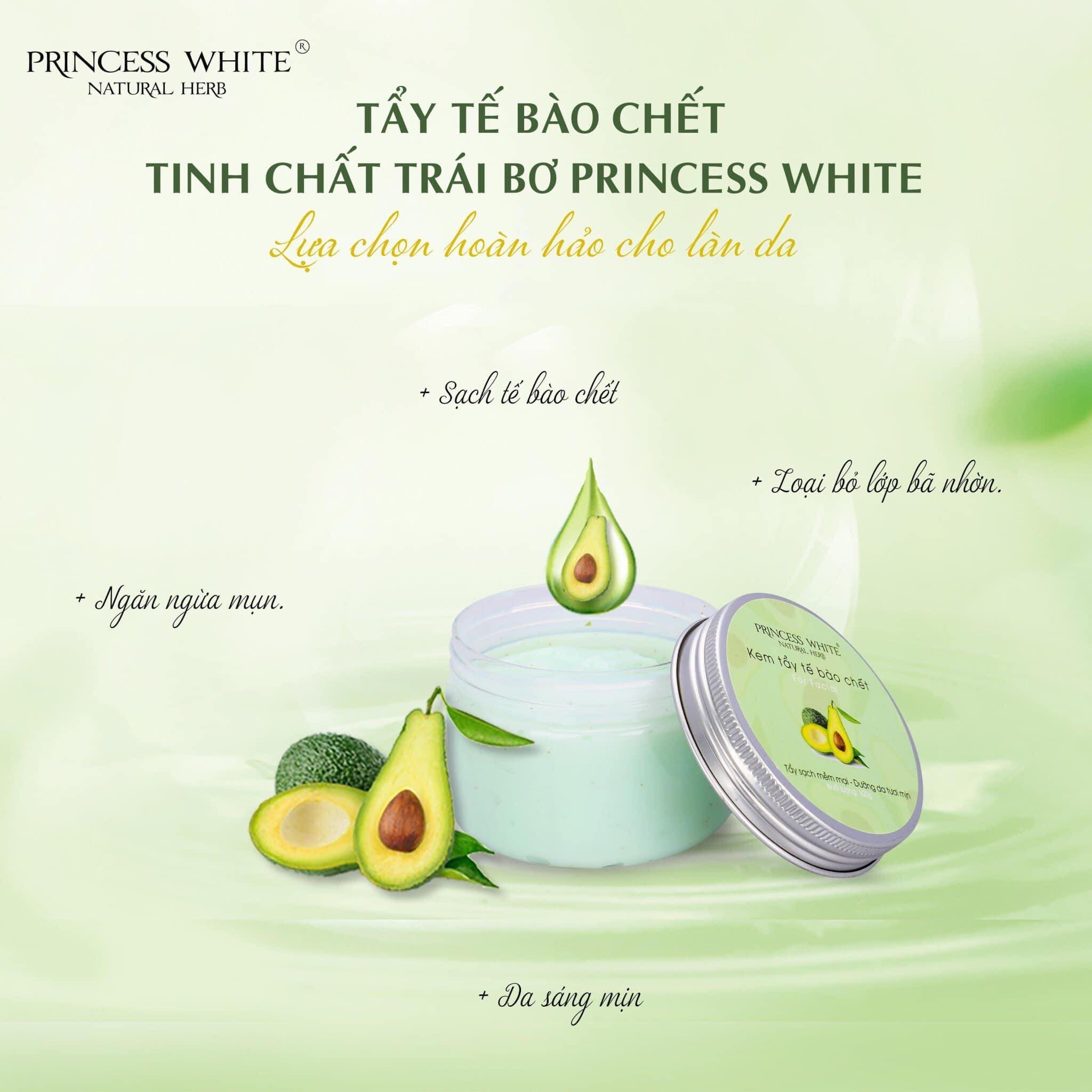 [Hcm]Kem Tẩy Tế Bào Chết Da Mặt Chiết Xuất Từ Quả Bơ - Princess White 100Ml