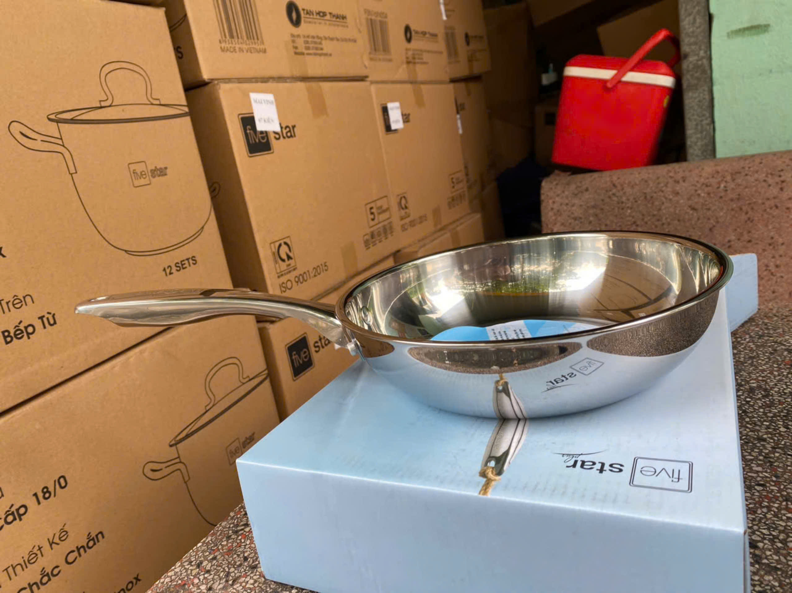Chảo Inox 304 nông lòng 3 lớp Fivestar cao cấp đáy phẳng đúc liền thân sử dụng cho mọi loại bếp