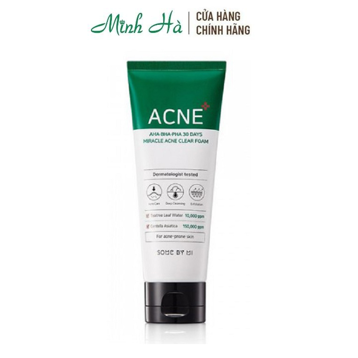 Sữa Rửa Mặt Some By Mi Aha - Bha - Pha 30 Days Miracle Acne Clear Foam 100Ml Dành Cho Da Nhờn Mụn