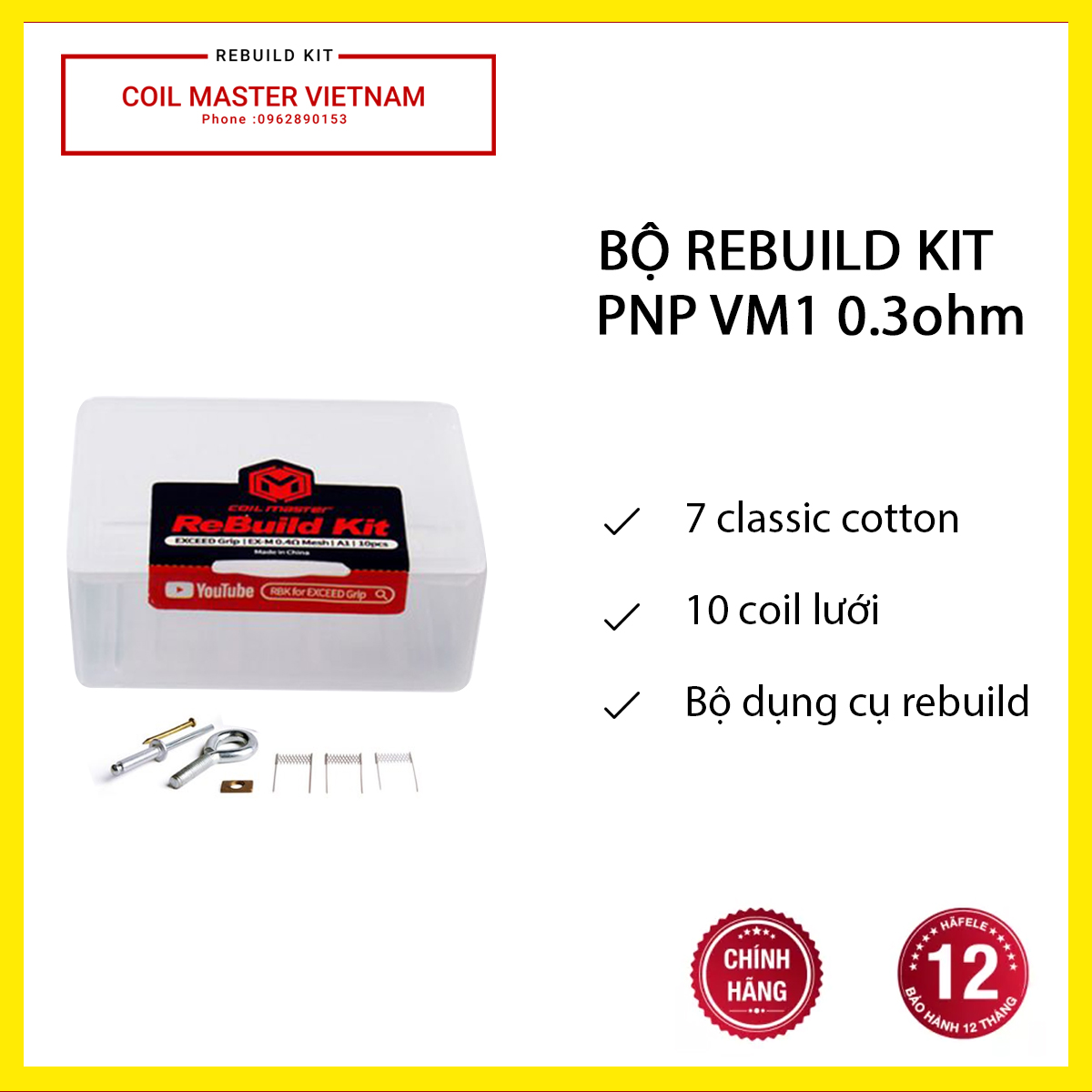 Bộ Rebuild Kit PNP VM1 0.3ohm -  Rebuild occ 0.3ohm coil lưới  - Hàng chính hãng