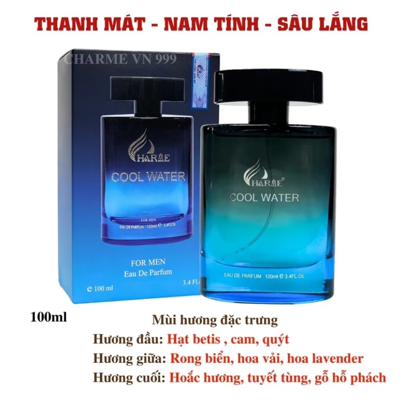 Nước hoa nam Charme Cool Water 100ml chính hãng Charme