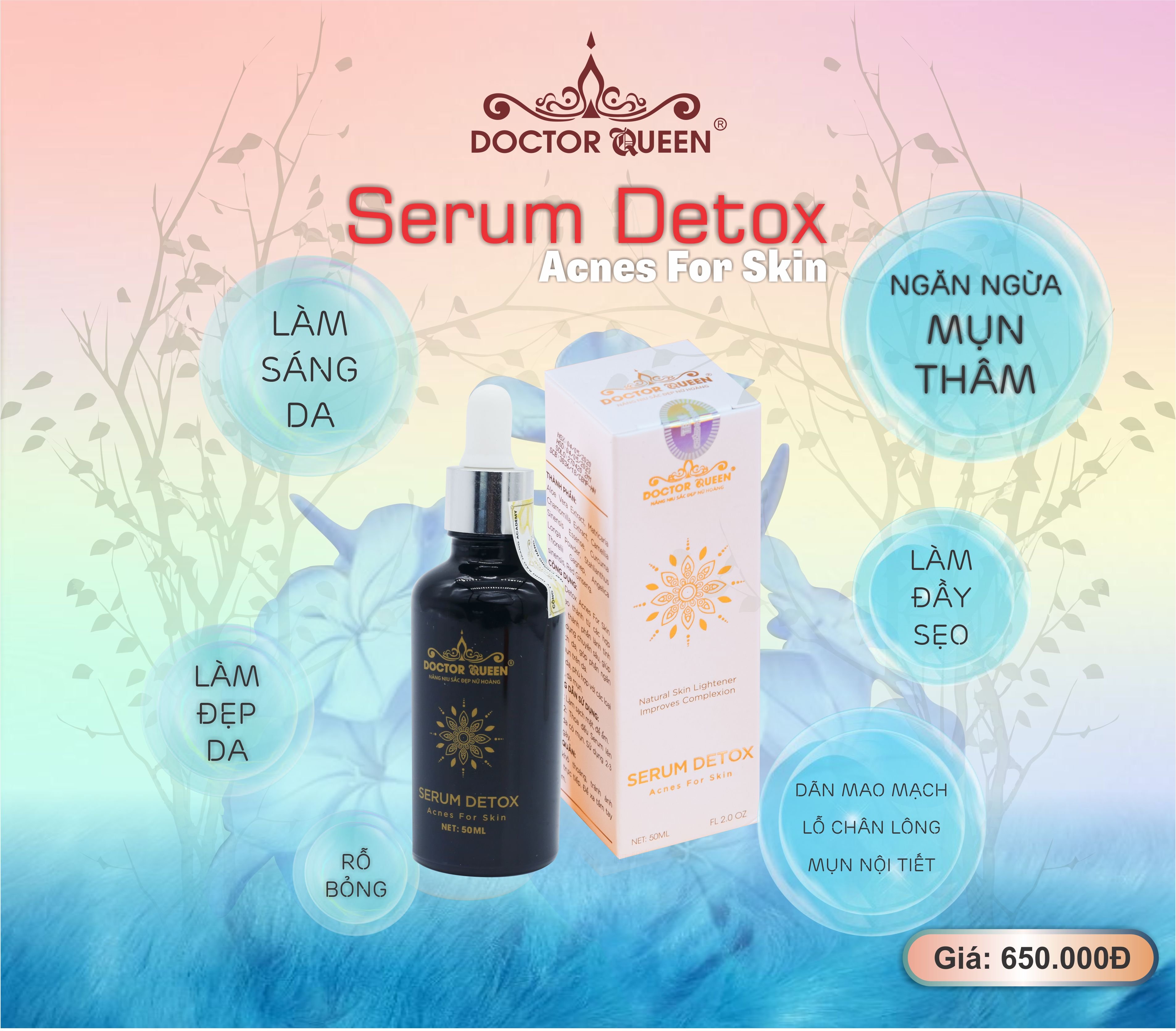 Serum Detox Mụn Doctor Queen - (Ngừa Tất Cả Các Loại Mụnthâm..đào Thải Phục Hồi Tái Tạo Dada Yếu Giãn Mao Mạch...)