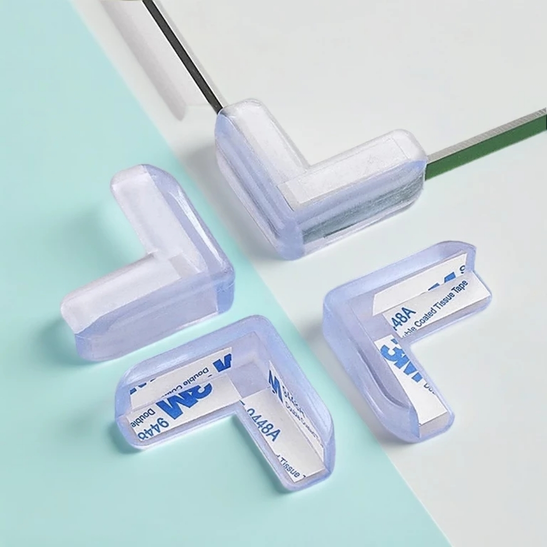 Bộ 4 Miếng Bọc Góc Bàn Silicon An Toàn Cho Bé – Mềm Dẻo Trong Suốt Dán Keo 3M Cực Chắc
