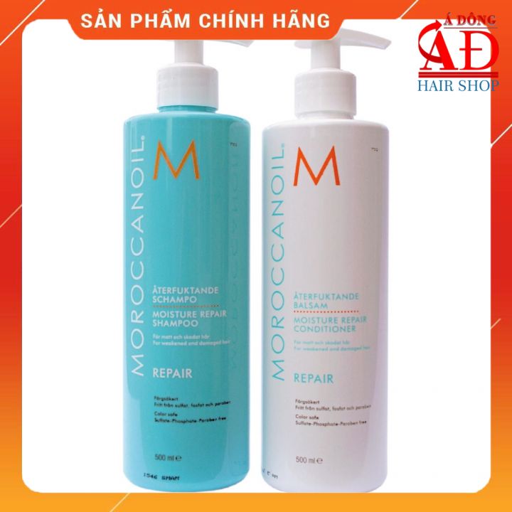 Moroccanoil Moisture Repair shampoo & Conditioner 500mlx2 - Bộ dầu gội xả phục hồi tóc hư tổn Israel