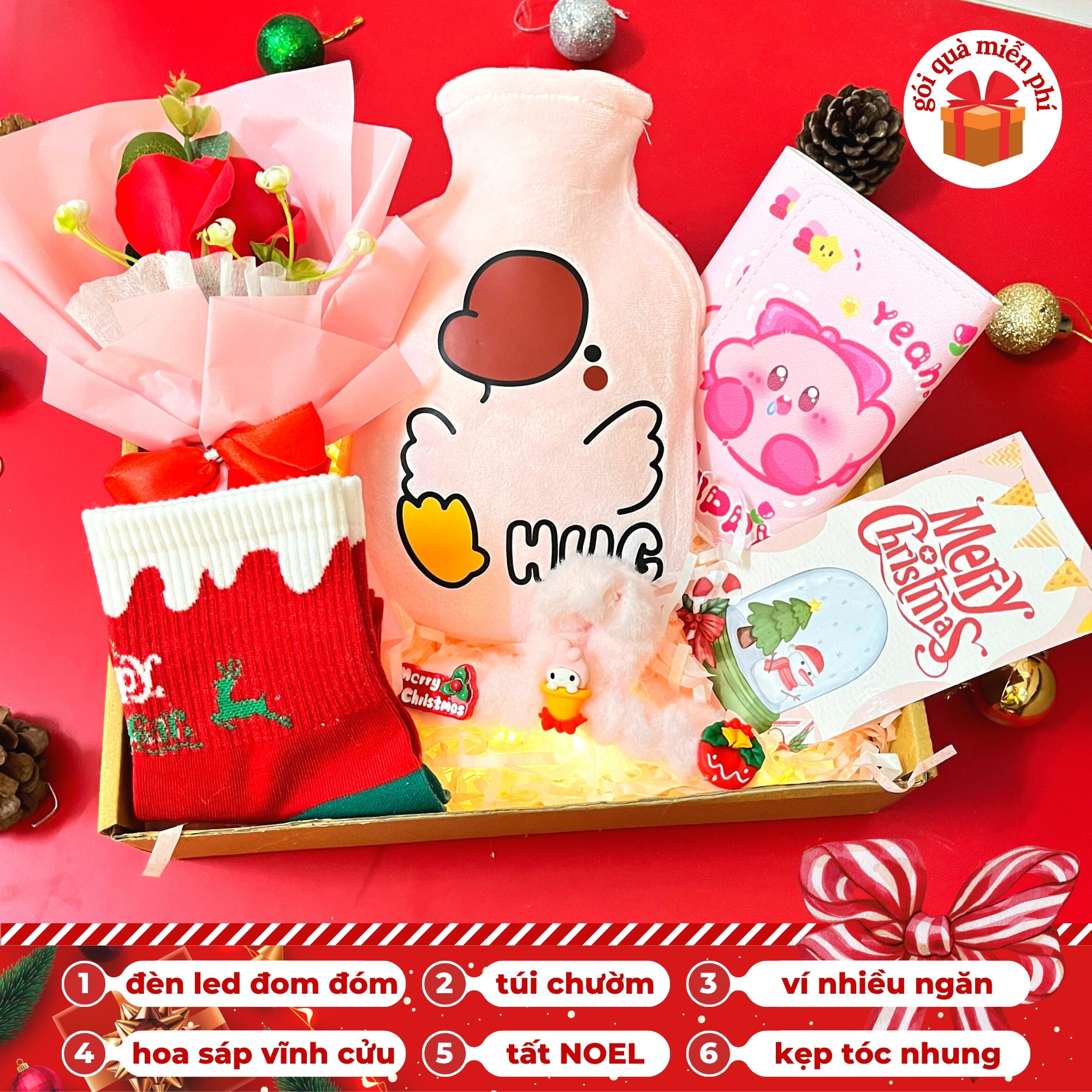 Set quà tặng bạn gái sinh nhật dịp lễ 20/10 valentine 8/3 cực kỳ cute ý nghĩa bộ quà tặng túi chườm ấm 350ml kèm thiệp hộp quà và túi xách