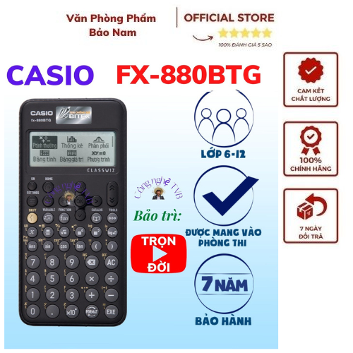 Máy tính Casio FX 880 BTG Màu Đen (Chính hãng 100%) bảo hành 7 năm