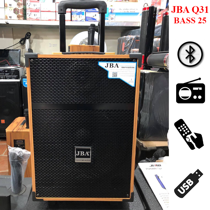 Loa kéo karaoke bluetooth JBA Q31 25 Tấc - Dùng Bình Ác Quy - BH 6 tháng ( Tặng Kèm Mic Không Dây )