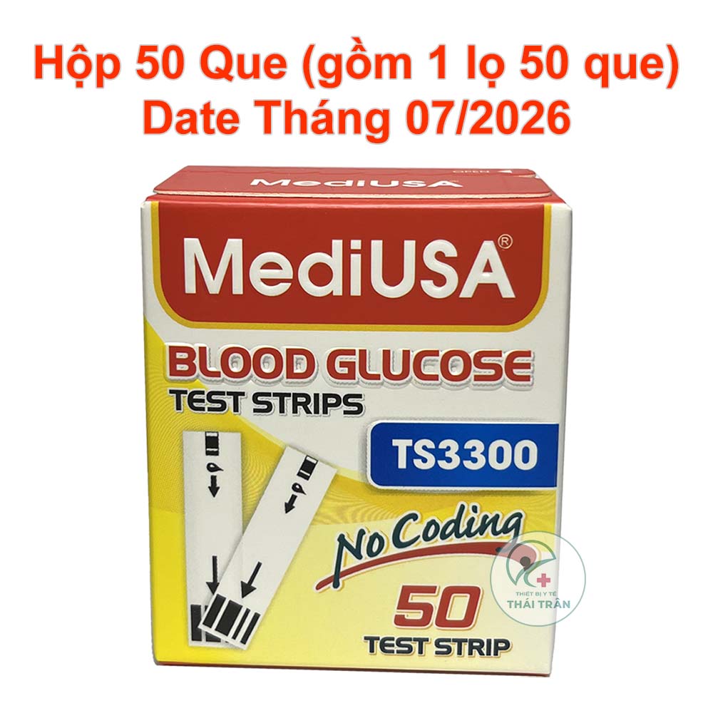 [Hộp 50 Que] Que Thử Đường Huyết MediUSA TS3300 | Dùng cho máy GM3300 date xa chính hãng