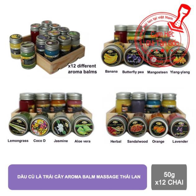 [Hcm]Combo 12 Chai Dầu Cù Là Trái Cây Aroma Balm Massage Thái Lan 50G