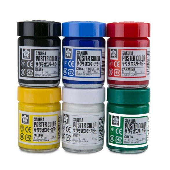 Bộ 6 Màu Poster Sakura Hũ 30ml - Hàng Chính Hãng Nhật Bản
