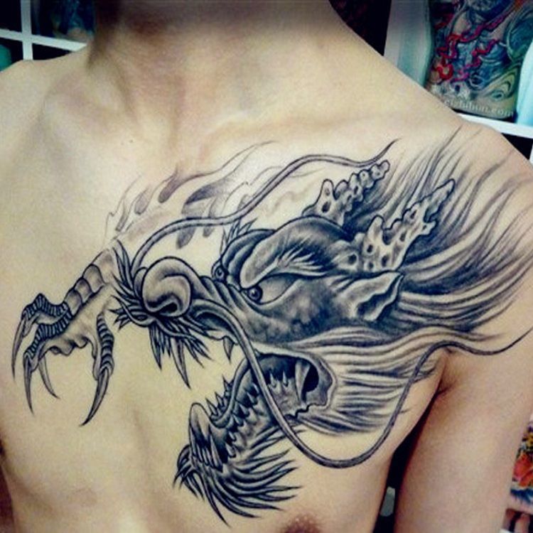 Hình xăm dán hình rồng xanh rồng hình xăm dán chống thấm nước cho nam khăn choàng lâu dài đầu rồng l