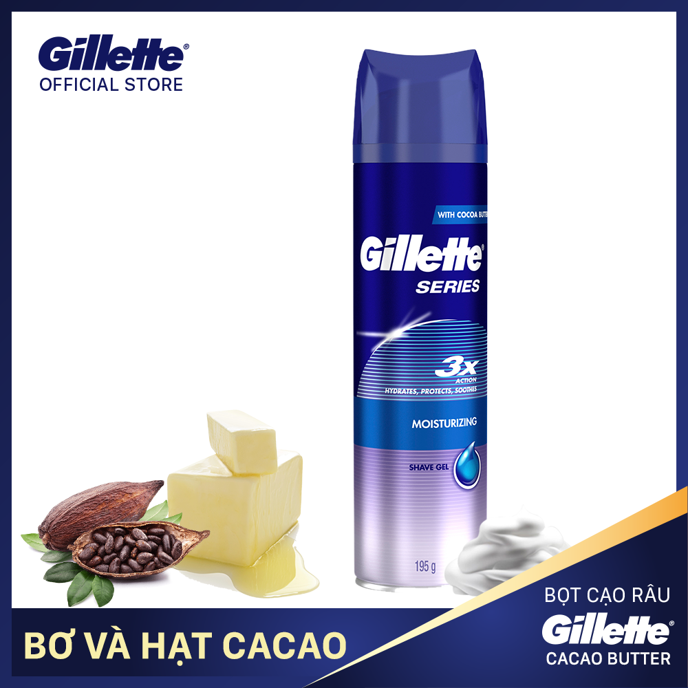 [Sản Xuất Tại Úc] Bọt Cạo Râu Cao Cấp Gillette Series Bơ Và Hạt Cacao 195G