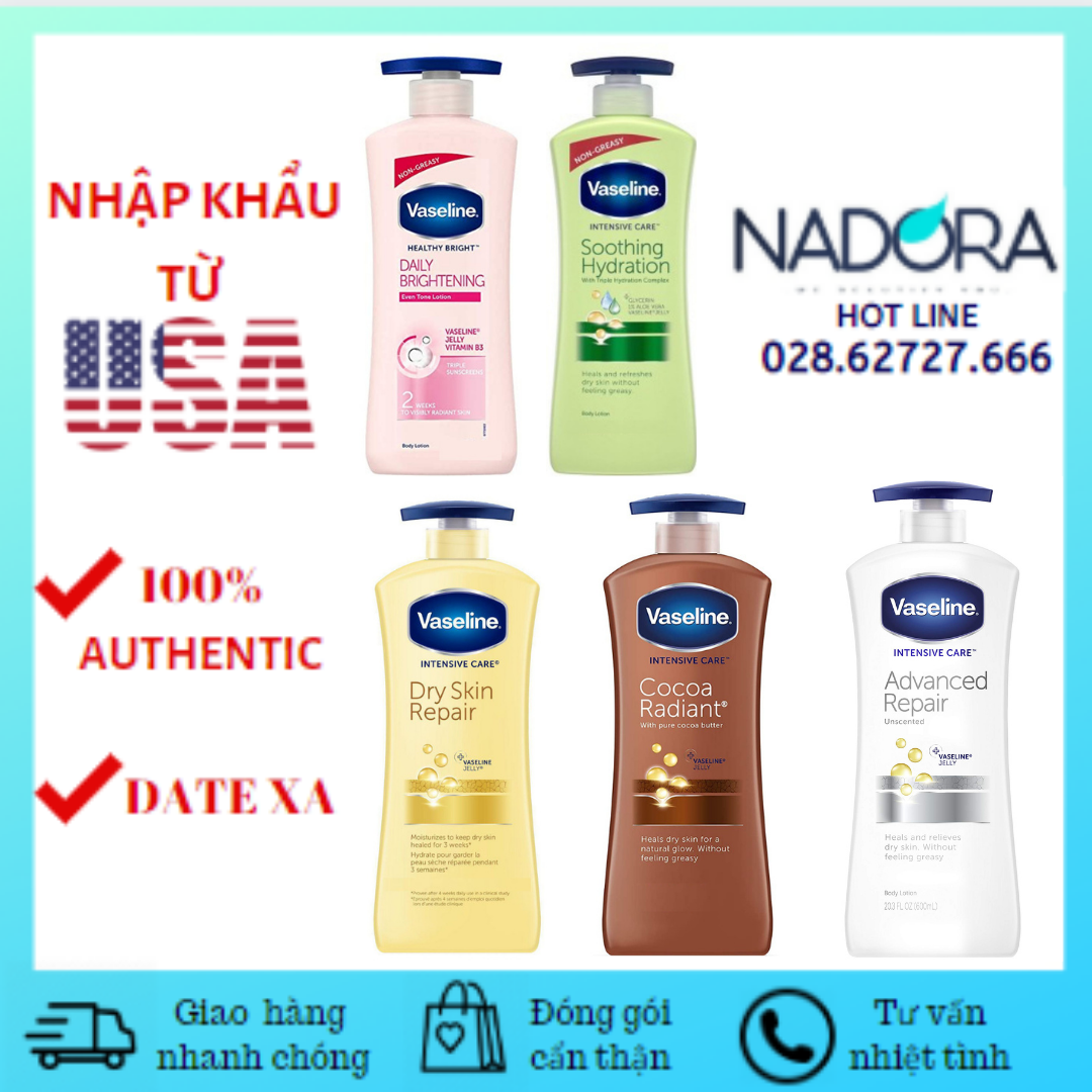[HCM][Mẫu Mới 2021 - ĐỦ MÙI] Sữa Dưỡng Thể Toàn Thân VASELINE Body Lotion (725ml)