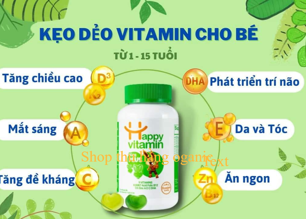 [Chính hãng] Kẹo dẻo Happy Vitamin plus bổ sung Vitamin A C D E KẼM DHA cho bé từ 1 tuổi trở lên