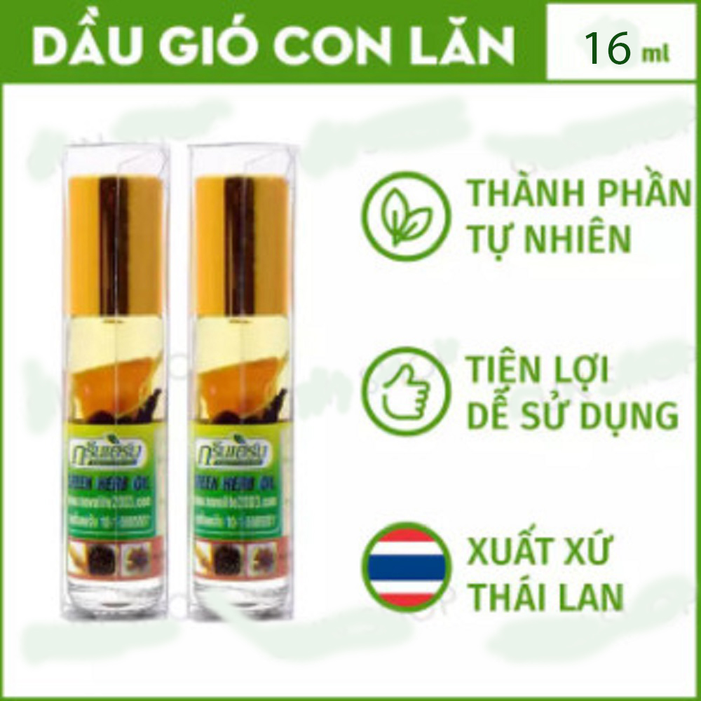 [Hcm][16Ml] Bộ 2 Dầu Gió Con Lăn Thảo Dược Sâm Thái Lan Green Herb Oil