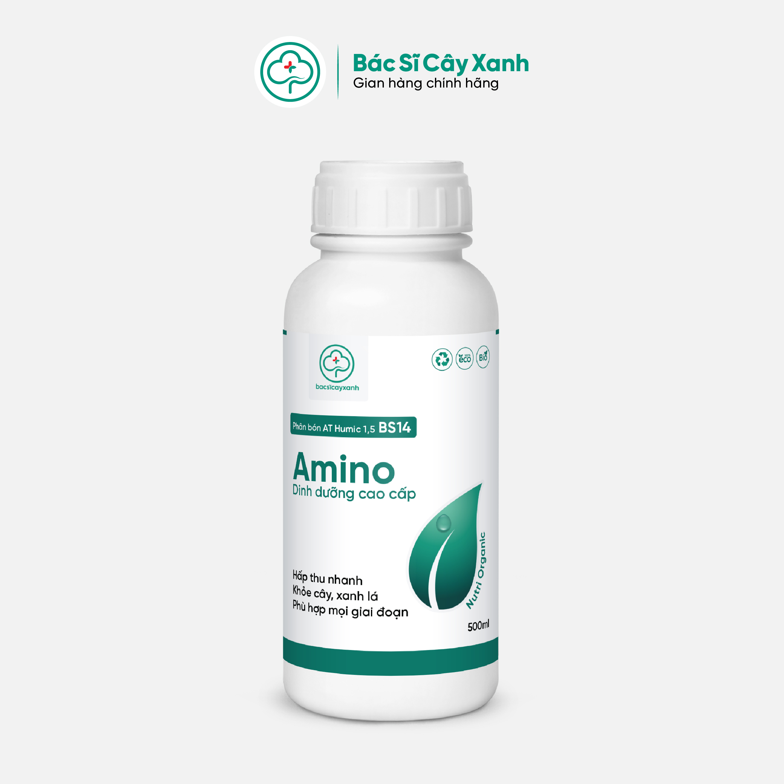 Combo phục hồi nhanh cây bị khảm lá xoăn ngọn Humic Amino bổ sung vi lượng BS05 Movir + BS14 Amino NSX Bacsicayxanh