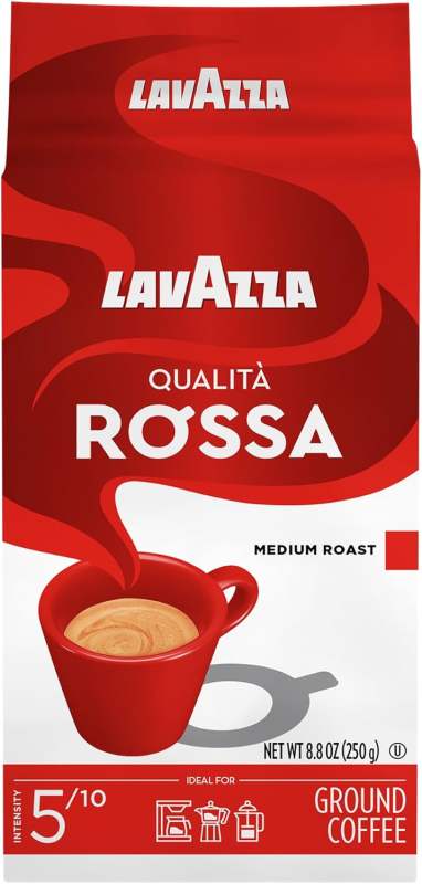 Cà phê xay hàng Mỹ hiệu Ý Lavazza Qualità Rossa Ground Coffee Medium Roast Arabica and Robusta Blend 8.8 oz (250g)