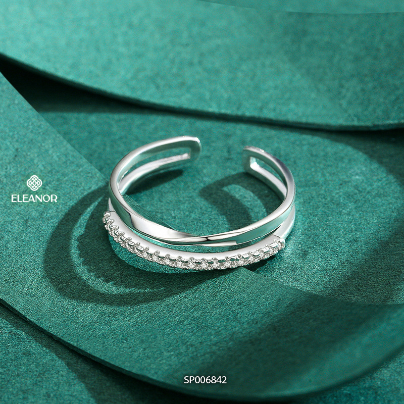 Nhẫn nữ bạc 925 Eleanor Accessories nhẫn hở viền đôi trơn basic phụ kiện trang sức 5079