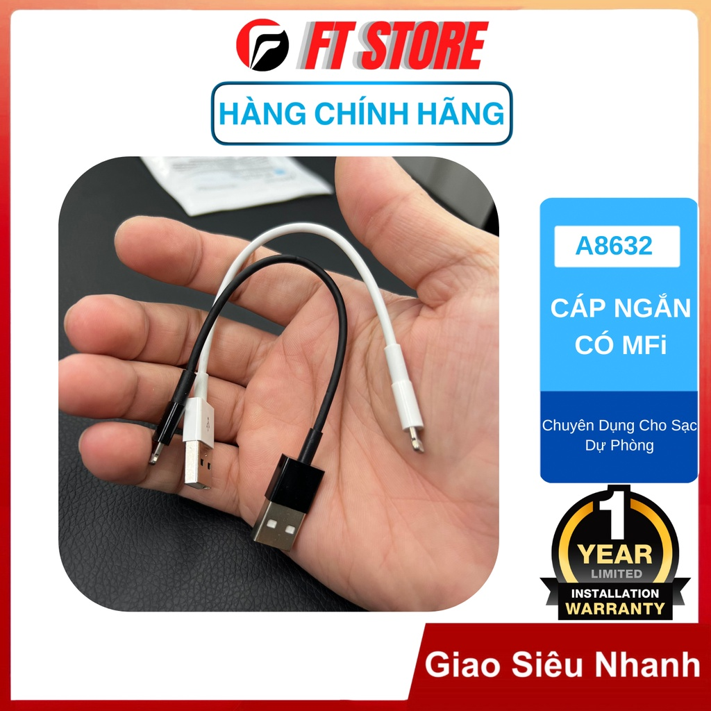 Cáp sạc ngắn chuyên dụng cho Sạc Dự Phòng có hỗ trợ MFi 18cm 20cm ihope - FT STORE