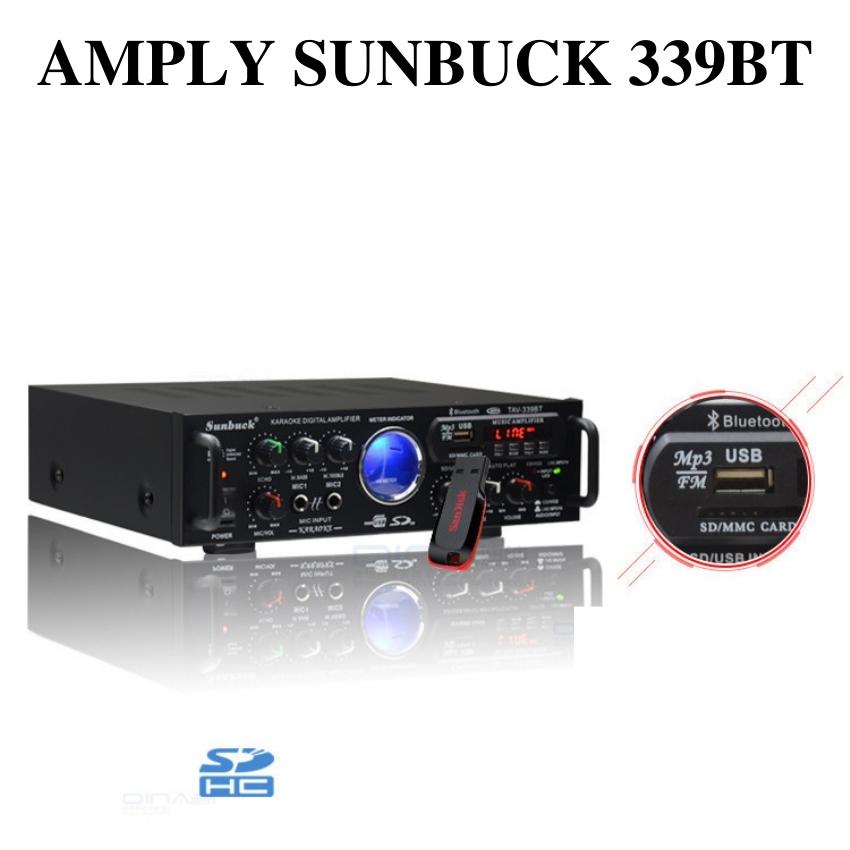Amply karaoke Bluetooth SUNBUCK 339BT 220V/12V đánh siêu đỉnh công suất cực lớn kết nối bluetooth âm thanh siêu đỉnh. Giá cực rẻ bảo hành 12 tháng toàn quốc