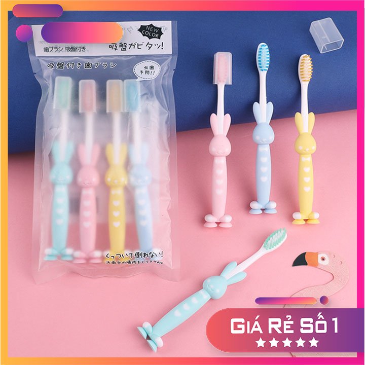 Set 4 Bàn Chải Đánh Răng Xuất Nhật Có Nắp Bảo Vệ Sạch Sẽ Cho Bé Bàn Chải Lông Tơ Mượt Siêu Mềm Không Hại Nướu Với Hình Thú Đáng Yêu Giúp Bé Hứng Thú Với Việc Vệ Sinh Răng Miệng Mỗi Ngày