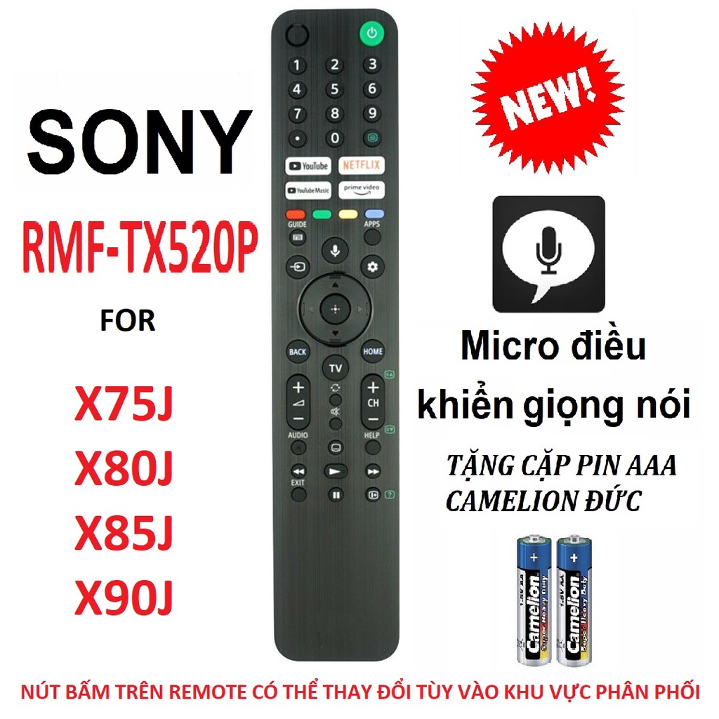 Remote điều khiển tivi SONY smart RMF-TX520P (Hàng xịn - Model 2021 - Micro điều khiển giọng 