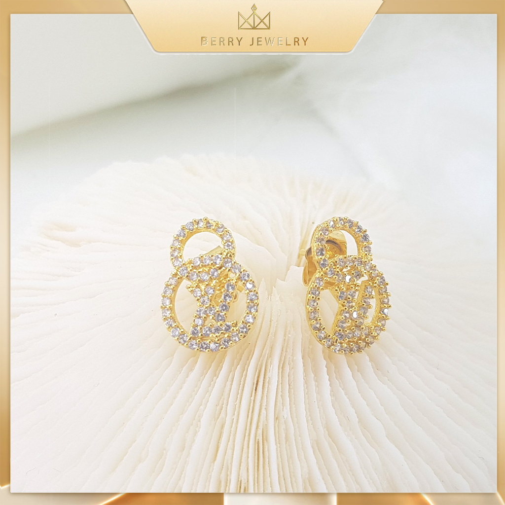 Khuyên Tai Nữ Titan Dạng Nụ LV Xi Mạ Vàng 18K Kiểu Dáng Thanh Lịch B30V8 | Berry Jeweley