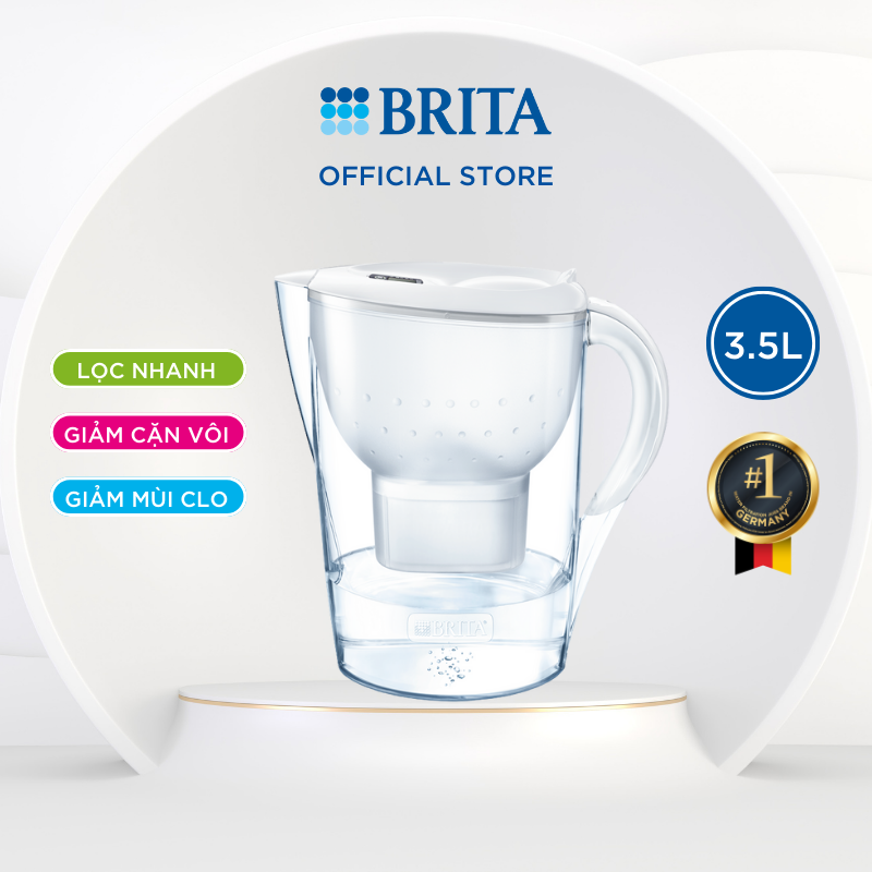 Bình lọc nước Brita Marella XL White 3.5L (có sẵn 1 lõi lọc Maxtra Plus) - Thương hiệu đến từ Đức