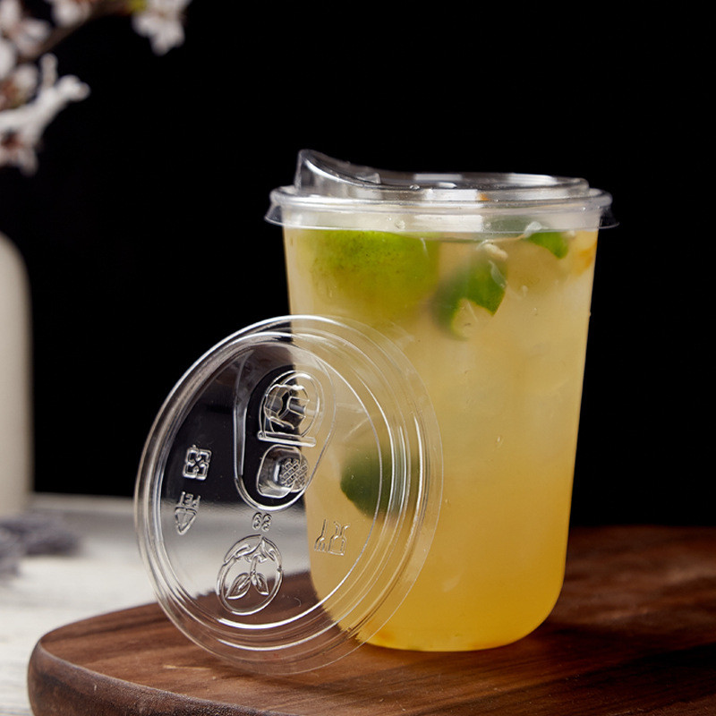 Lốc 50 Ly Nhựa PP Trơn Đáy Bầu Kèm Nắp Dung Tích 360ml 500ml 600ml 700ml Đựng Trà Sữa Cafe Nước Ép S