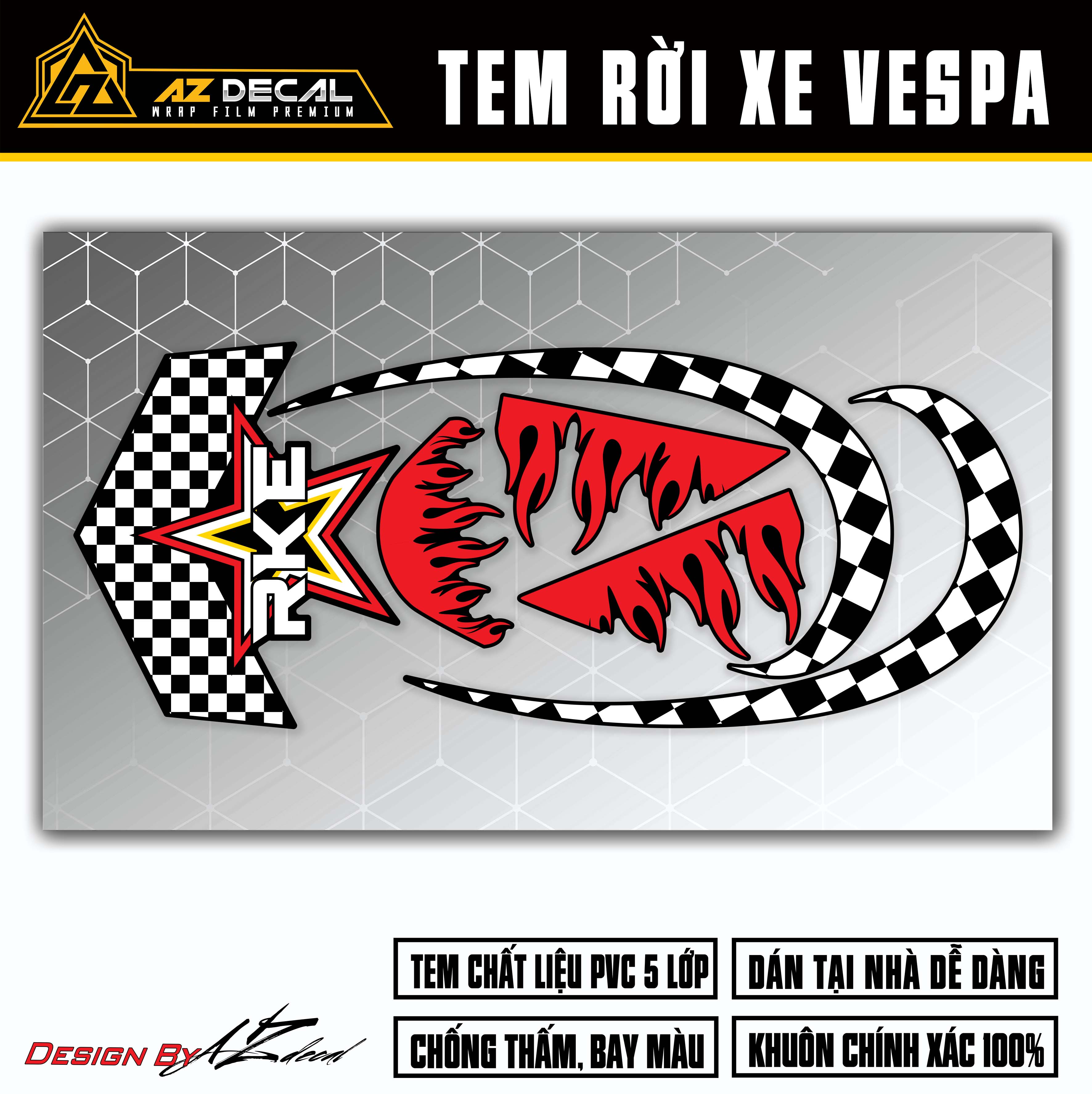 Tem Vespa Sprint / Primavera RKE | VPSP57 | Team Decal Hình Dán Xe Máy Vespa Chống Nước Bền Màu - Az